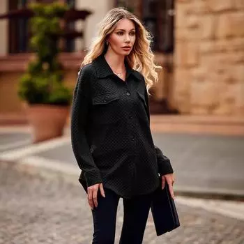 Осенне-зимняя свободная черная повседневная теплая хлопковая куртка премиум-класса S чёрный