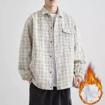 Осенне-зимняя свободная утолщенная клетчатая куртка с небольшим ароматом для мужчин и женщин с хлопковым повседневным пальто для любителей моды M белый