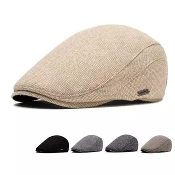 Осенне-зимняя теплая бархатная вязаная кепка для мужчин, кепка британского газетчика хаки