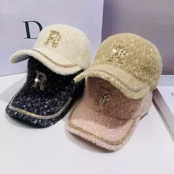 Осенне-зимняя теплая бейсболка Snow Neil с утиным язычком, японская, корейская, модная, универсальная, с принтом «водяной бриллиант» 56-58CM чёрный