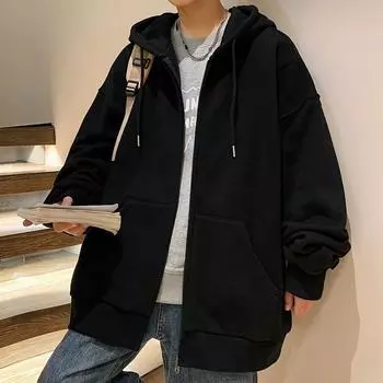 Осенне-зимняя теплая флисовая мужская куртка с капюшоном, свитер, однотонная утолщенная трендовая куртка в гонконгском стиле, студенческая мужская одежда XS светло-зеленый