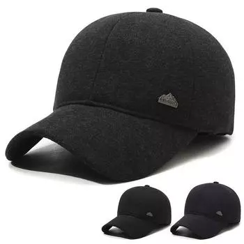 Осенне-зимняя теплая хлопковая кепка мужская ветрозащитная утепленная защитная шерстяная бейсболка для спорта на открытом воздухе серый