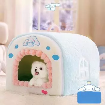 Осенне-зимняя теплая и утолщенная юрта для собак с большими ушами, изогнутый домик-гнездо для кошек, гнездо для маленьких собак S (40 * 32 * 32cm )