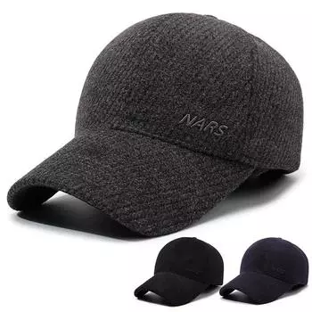 Осенне-зимняя теплая кепка для среднего возраста, уличное утепление, защита ушей, бейсбольная кепка, мужская кепка темно-синий