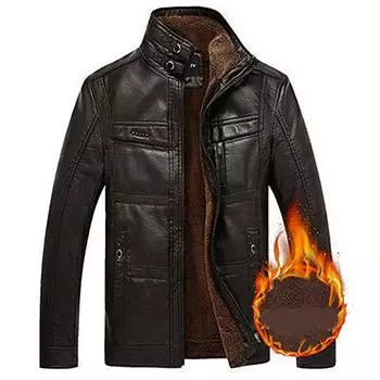 Осенне-зимняя теплая кожаная куртка мужская пальто ПУ верхняя одежда мужская деловая куртка из искусственного меха мужская XL темный кофе