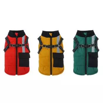 Осенне-зимняя теплая куртка для домашних собак с нагрудным ремнем XL