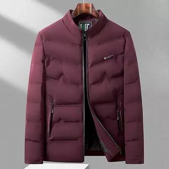 Осенне-зимняя теплая куртка на утином пуху для людей среднего возраста и молодежи с воротником-стойкой, короткая, деловая, повседневная, теплая 170 тёмно-синий