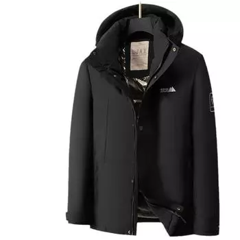 Осенне-зимняя теплая легкая роскошная утепленная куртка из белого утиного пуха для людей среднего возраста и молодежи, защищающая от холода 170 чёрный