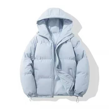 Осенне-зимняя теплая модная куртка-пуховик Harajuku для женщин с высоким воротом и капюшоном на молнии с хлопковой подкладкой M грязно-белый