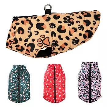 Осенне-зимняя теплая одежда для собак для маленьких и больших собак, водонепроницаемая ветрозащитная леопардовая рождественская куртка с бабочками для домашних животных, костюм лабрадора S