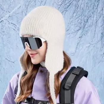 Осенне-зимняя теплая плюшевая шапка для женщин, лыжная, велосипедная, защитная шапка для ушей, вязаная шерстяная шапка серый