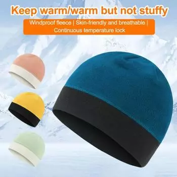 Осенне-зимняя теплая шапка с цветными блоками, мягкая эластичная шапка для женщин и мужчин, модная зимняя велосипедная шапка, ветрозащитная спортивная шапка для катания на лыжах