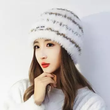 Осенне-зимняя теплая шапка с толстыми полосками для защиты ушей, вязаная шапка для женщин, утепленная шапка чёрный