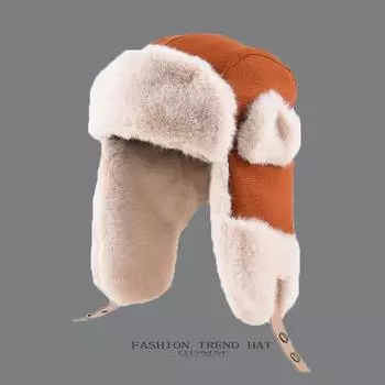 Осенне-зимняя теплая шапка Thunderbolt для мужчин и женщин, защита ушей, хлопковая шапка, плюшевая, сращивающаяся, велосипедная, локомотивная кепка One Size коричневый