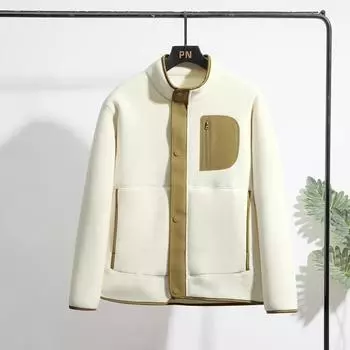 Осенне-зимняя теплая уличная флисовая одежда для мужчин и женщин, флисовое пальто с воротником-стойкой в цветных блоках, куртка с толстым флисом для тепла XXXXL чёрный