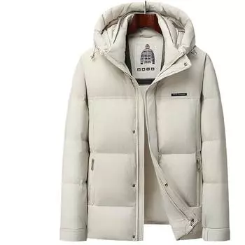 Осенне-зимняя теплая утиная пуховая куртка с капюшоном из белого утиного пуха с утолщенным графеном для молодежи 170 чёрный