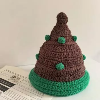 Осенне-зимняя теплая защитная шапка ручной работы из мультфильма, модная креативная милая рождественская шерстяная шапка для женщин, смешная M56-58cm красный