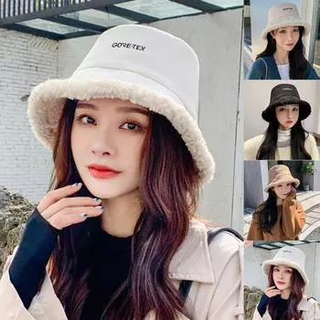 Осенне-зимняя теплая женская кепка-ведро из замши с толстым овечьим мехом, рыболовная шляпа, защита от солнца, панама, кепки в стиле хип-хоп бежевый