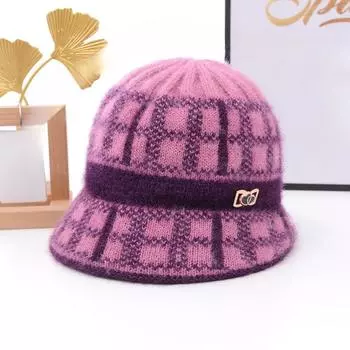 Осенне-зимняя толстая шерстяная шапка с большими полями для пожилых женщин среднего возраста, вязаная теплая хлопковая шапка для бабушки и мамы one size