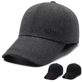 Осенне-зимняя толстая теплая бейсбольная кепка для защиты ушей, хлопковая кепка для мужчин среднего возраста, теплая ветрозащитная кепка чёрный