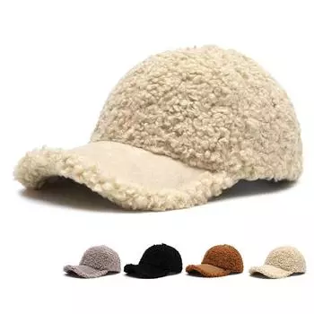 Осенне-зимняя толстая теплая бейсболка из овечьей шерсти женская спортивная кепка утепленная шапка розовый