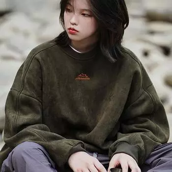 Осенне-зимняя толстовка для мужчин, теплая, с круглым вырезом, для пар, пуловер, мужская одежда для активного отдыха XXXL чёрный