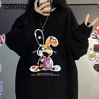 Осенне-зимняя толстовка с капюшоном и круглым вырезом, свободная толстовка больших размеров для пар, толстые утепленные топы с длинными рукавами M чёрный