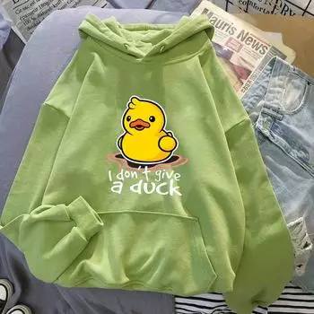 Осенне-зимняя толстовка с капюшоном и принтом «Маленькая желтая уточка» для мужчин и женщин, модные и универсальные топы для женщин S