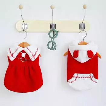 Осенне-зимняя толстовка с капюшоном Pet Wick, рождественское платье с бантом, новогодний наряд, плюшевый кот, романтический комплект для пары питомцев XS