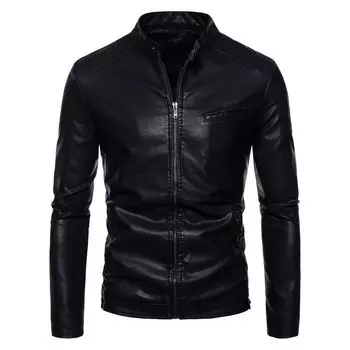 Осенне-зимняя тонкая бархатная повседневная мужская кожаная куртка, тонкая, модная и красивая зеленая куртка из искусственной кожи для мужчин M
