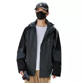 Осенне-зимняя тонкая ветрозащитная и водонепроницаемая куртка для пар, спортивная куртка больших размеров для активного отдыха 8XL чёрный