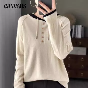 Осенне-зимняя трикотажная толстовка с капюшоном, женская трикотажная одежда, цветная, с завязками на пуговицах, свободная, повседневная, простая, с завязками на шнурке S бежевый