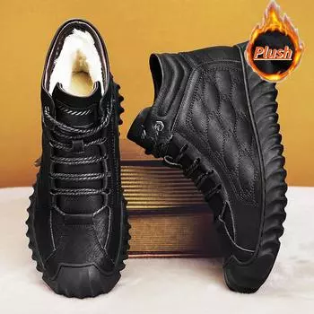 Осенне-зимняя уличная мужская обувь из плюша и плотного хлопка, тренд нового стиля 39 чёрный