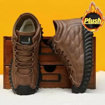 Осенне-зимняя уличная мужская обувь из плюша и плотного хлопка, тренд нового стиля 39 чёрный