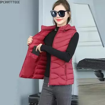 Осенне-зимняя уличная одежда, приталенный теплый пуховик, хлопковый жилет, женский повседневный жилет, женский жилет без рукавов, куртка XL