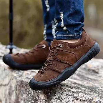 Осенне-зимняя уличная повседневная обувь, мужская дышащая походная обувь из натуральной кожи, мужская водонепроницаемая нескользящая спортивная походная обувь 38