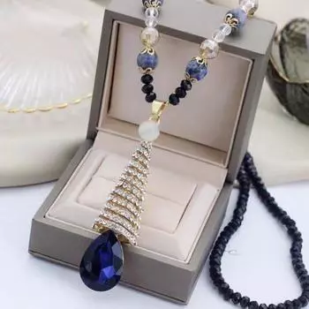 Осенне-зимняя универсальная простая длинная цепочка для свитера, женские высококачественные аксессуары, ожерелье, украшение для одежды, подвеска в стиле ретро, цепочка с кристаллами 2 красный