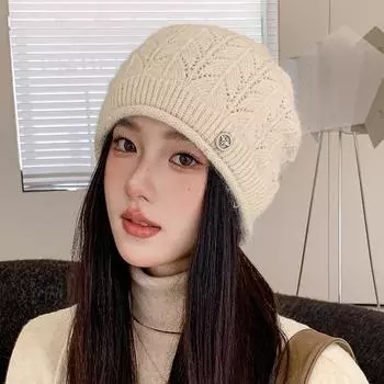 Осенне-зимняя универсальная шапка-пуловер с теплой бархатной вязаной пряжей, кепка с носком, ворсовая кепка для женщин One Size белый