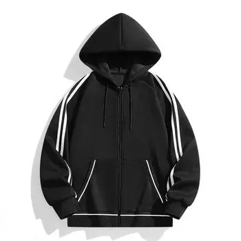 Осенне-зимняя универсальная толстовка-кардиган с капюшоном, мужская повседневная спортивная куртка XXXXXL чёрный