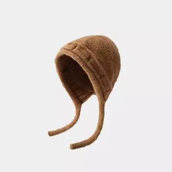 Осенне-зимняя универсальная вязаная шерстяная шапка холодная шапка повязка на голову теплая шапка для родов прилив кудрявая шапка дети интернет-знаменитости M56-58cm чёрный