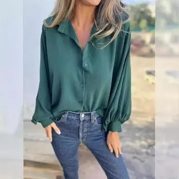 Осенне-зимняя универсальная женская рубашка с длинными рукавами и пуговицами на лацканах для женщин S белый