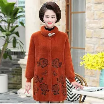 Осенне-зимняя утепленная и стеганая женская куртка для людей среднего возраста и пожилых людей, теплая куртка средней длины, повседневная свободная верхняя одежда 3XL