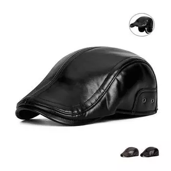 Осенне-зимняя утепленная кепка из полиуретана, мужская уличная ветрозащитная кепка из бархата для защиты ушей людей среднего и пожилого возраста кофейный
