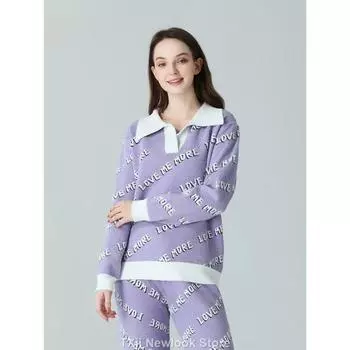 Осенне-зимняя утепленная не скатывающаяся пижама, теплая пряжа из ангоры, элегантные подтяжки для верхней одежды, комплект домашней одежды One Size фиолетовый