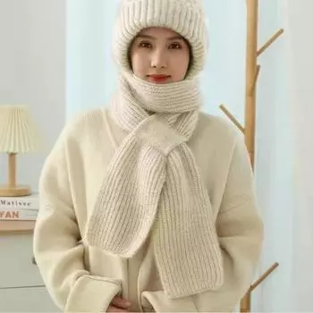 Осенне-зимняя утепленная шапка-шарф с подкладкой, цельная шапка, однотонная, удобная, теплая шапка