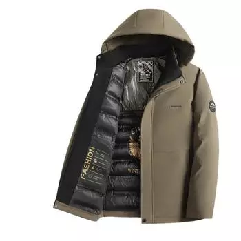 Осенне-зимняя утепленная шапка-ушанка для мужчин среднего возраста, повседневная теплая куртка с хлопковой подкладкой, мужская куртка с хлопковой подкладкой L чёрный