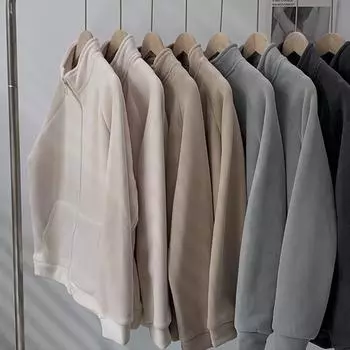 Осенне-зимняя утолщенная бархатная термокуртка, женский кардиган на молнии, флисовый воротник-стойка, повседневный топ в корейском стиле M серый