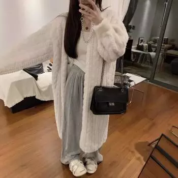 Осенне-зимняя утолщенная длинная имитация норки плюшевая твист норковый мех интегрированная экологически чистая кожаная куртка женская зимняя шуба S 90-55kg