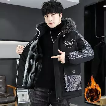 Осенне-зимняя утолщенная куртка мужская из кроличьей шерсти Pie Overcome мужская стеганая куртка модная куртка стеганая куртка M