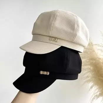 Осенне-зимняя утолщенная шерстяная восьмиугольная шляпа, шляпа газетчика в стиле ретро, литературный берет в стиле ретро, кепка прилива Hat circumference (55-59cm) adjustable size